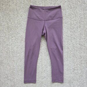 Yogalicious High Waist Stretch Leggings Crop 3/4 Length Purple Pink Orchid XS
